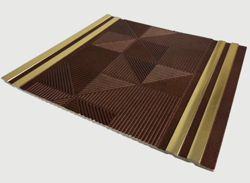 Retro Wood Gold Accent PS Interior Wall Panel high quality